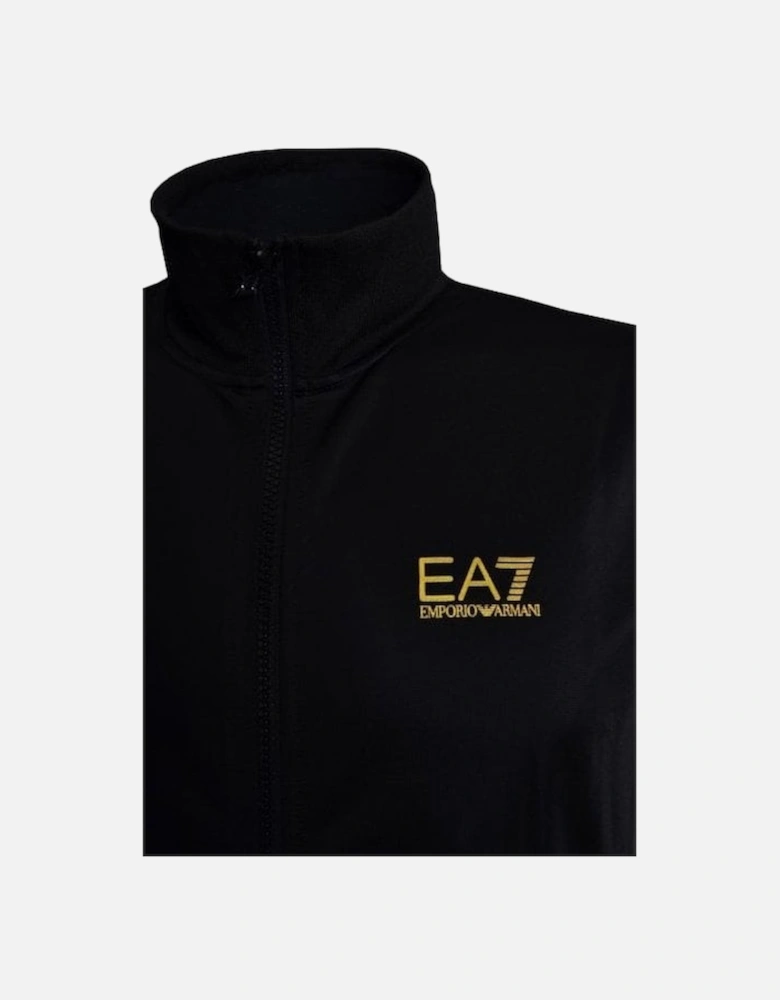 Funnel Neck Zip Black/Gold Poly Tracksuit