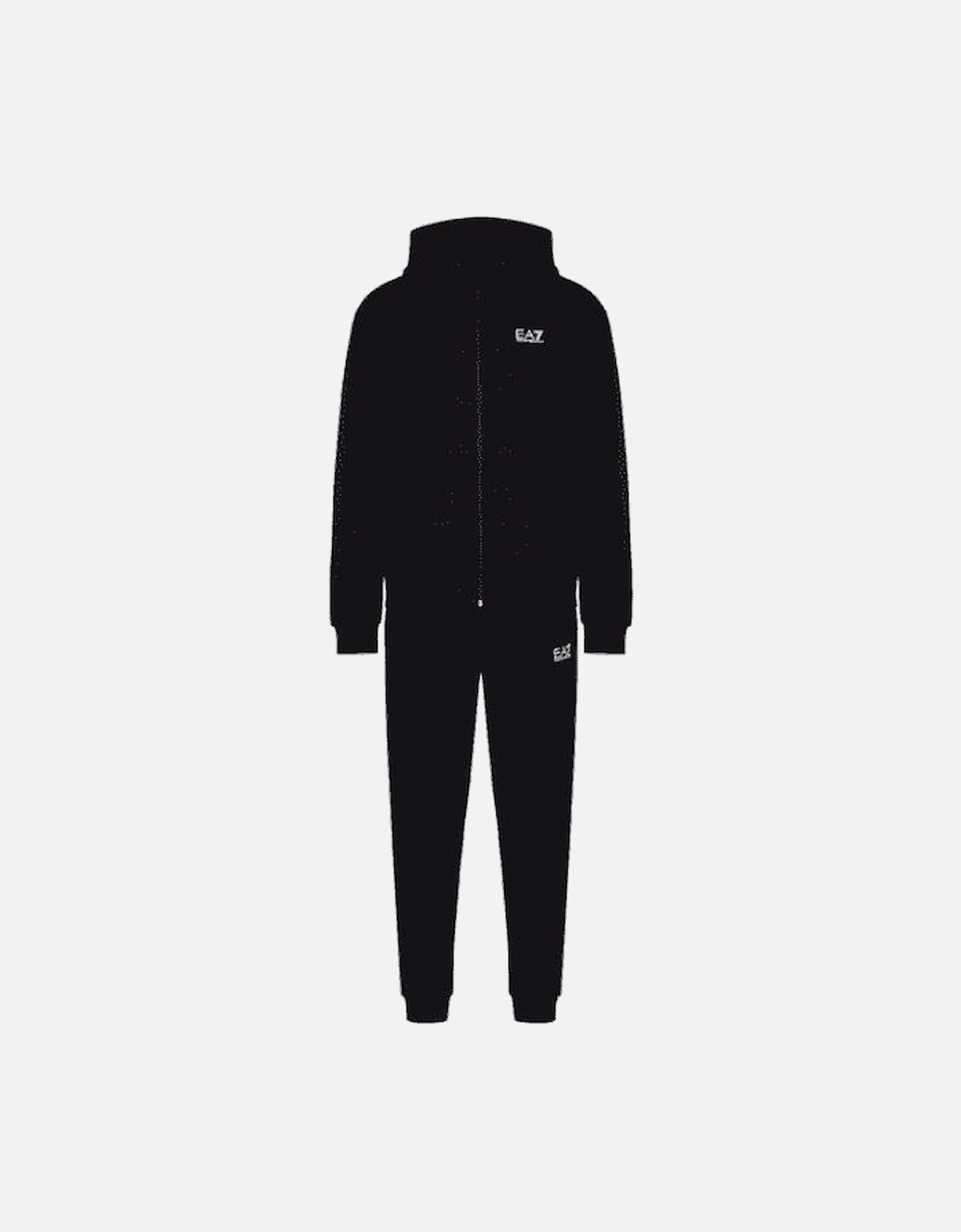 Cotton Zip Up Hooded Black/White Tracksuit, 6 of 5
