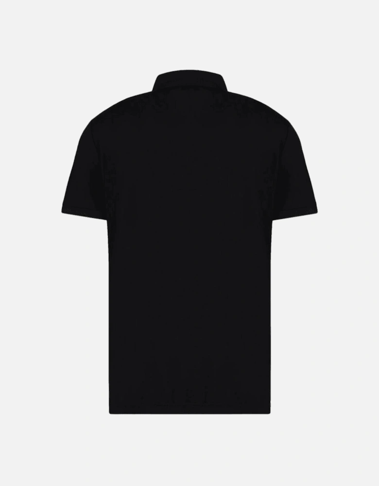 Cotton Badge Logo Quarter Zip Black Polo Shirt