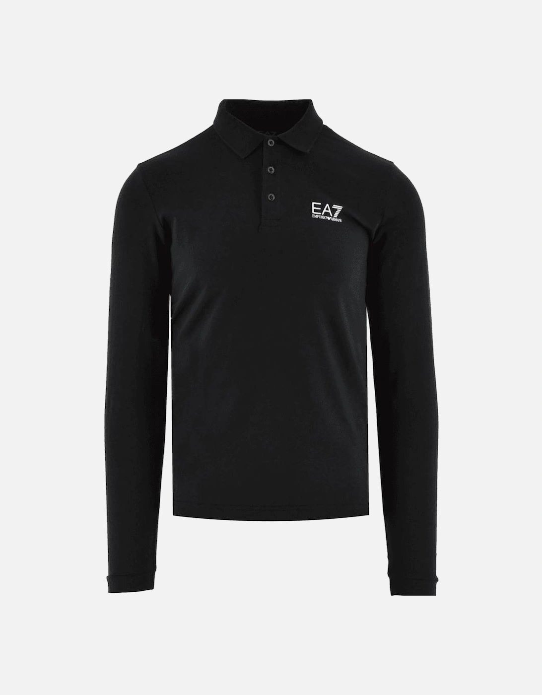 Cotton Black/White Long Sleeve Polo, 4 of 3