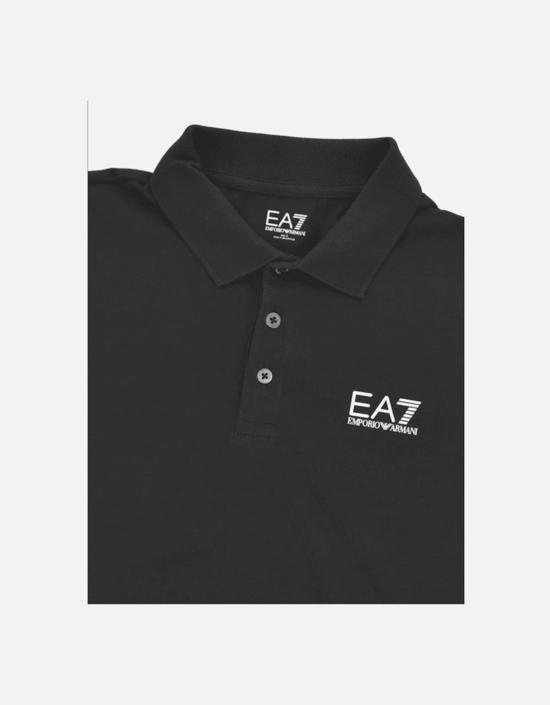 Cotton Black/White Long Sleeve Polo