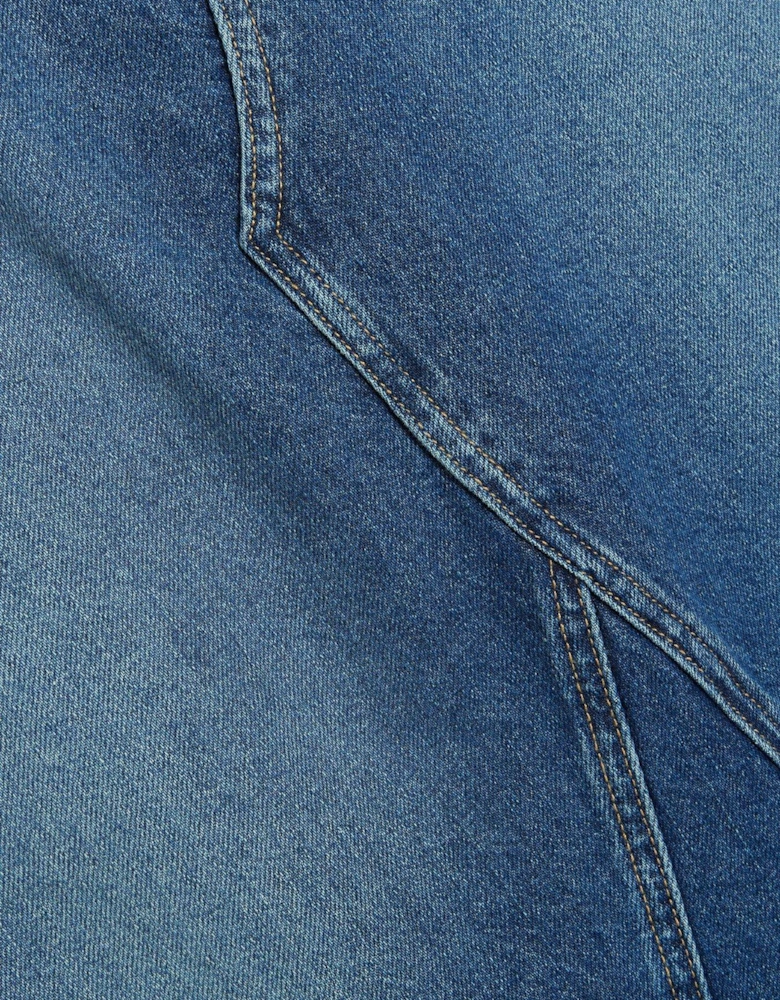 Petite Denim Seam Detail Maxi Skirt - Blue