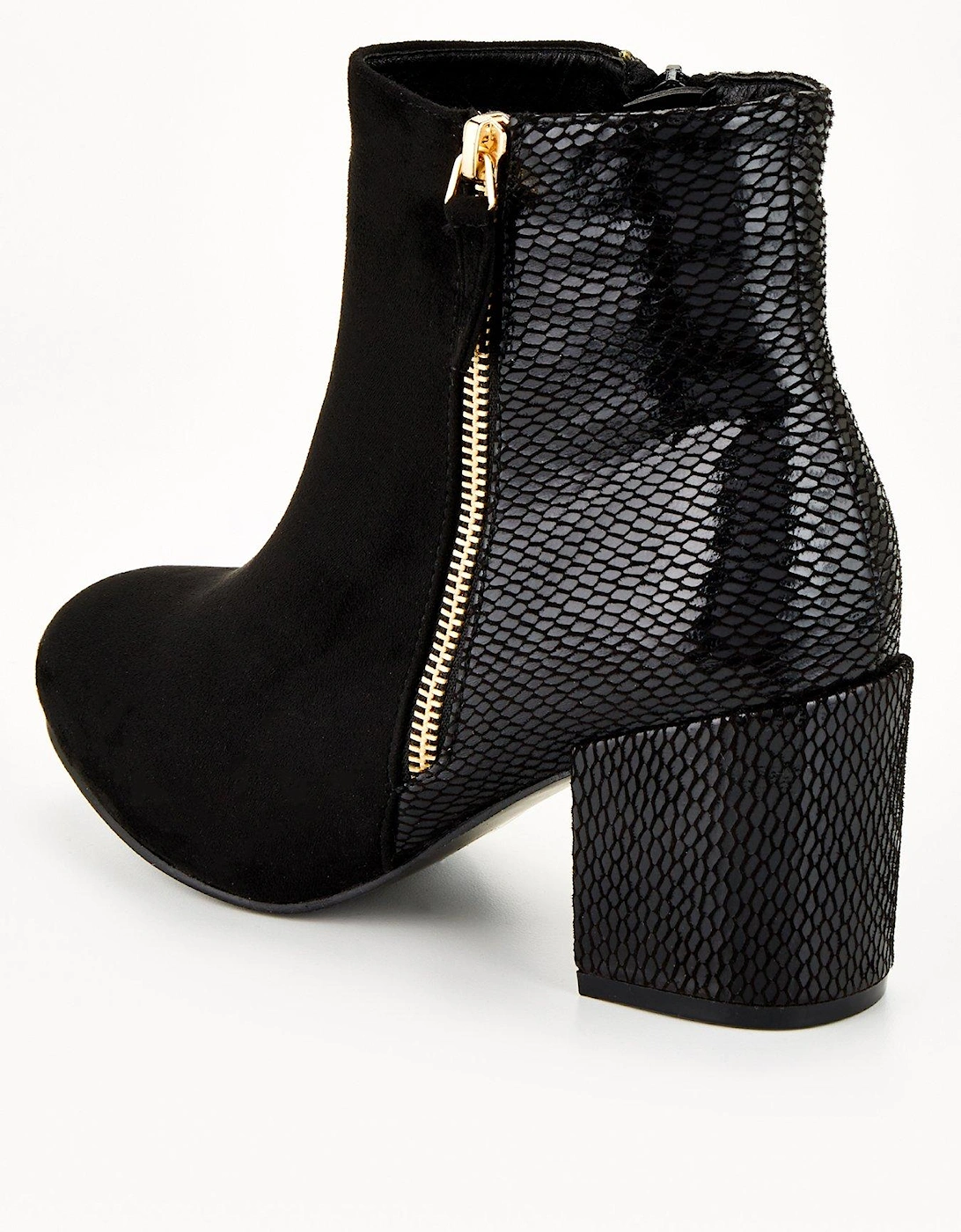 Extra Wide Fit Block Heel Ankle Boot - Black