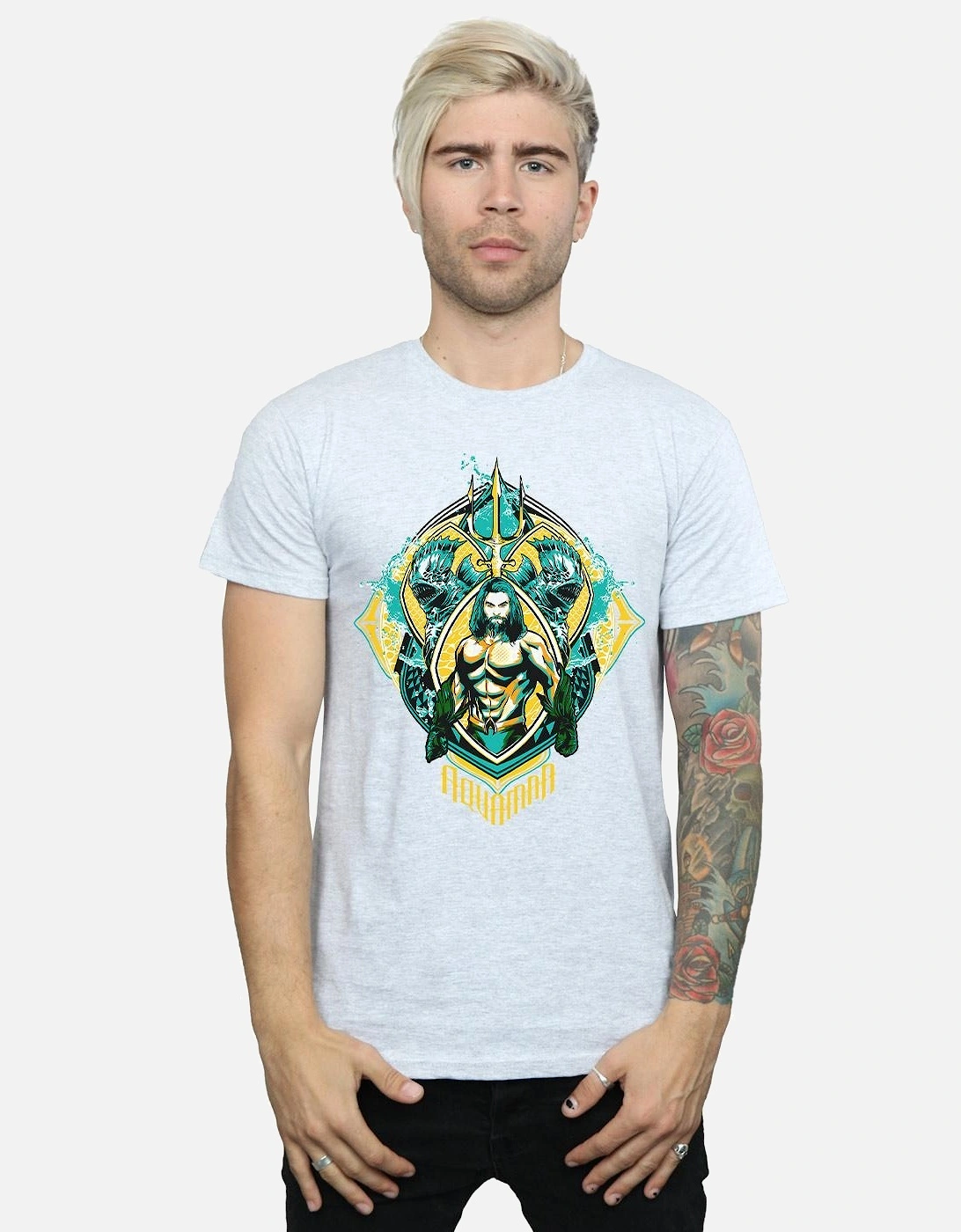 Mens Aquaman The Trench Crest T-Shirt
