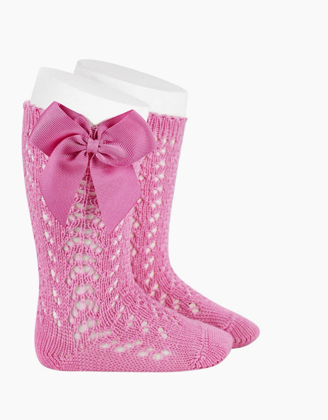 Condor Girl's Bubble Gum Pink Openwork Knee Socks - Size: 000 / 0-3 months