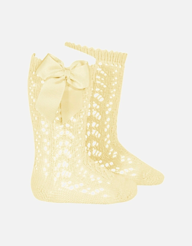 Lemon Openwork Knee Socks