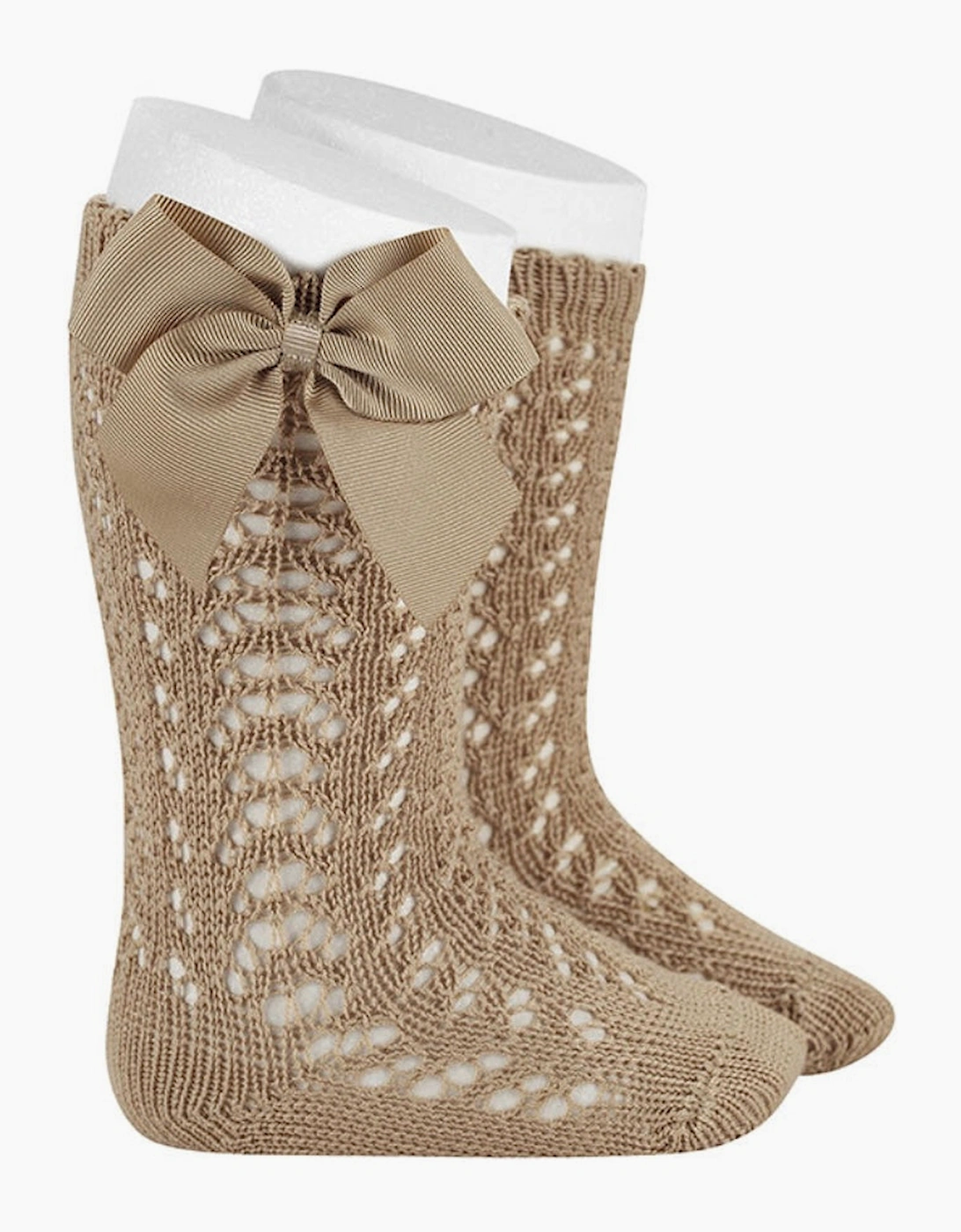 Condor Girl's Camel Openwork Knee Socks - Brown - Size: 1 / 12-18 months