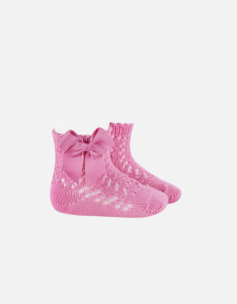 Bubble Gum Pink Openwork Ankle Socks
