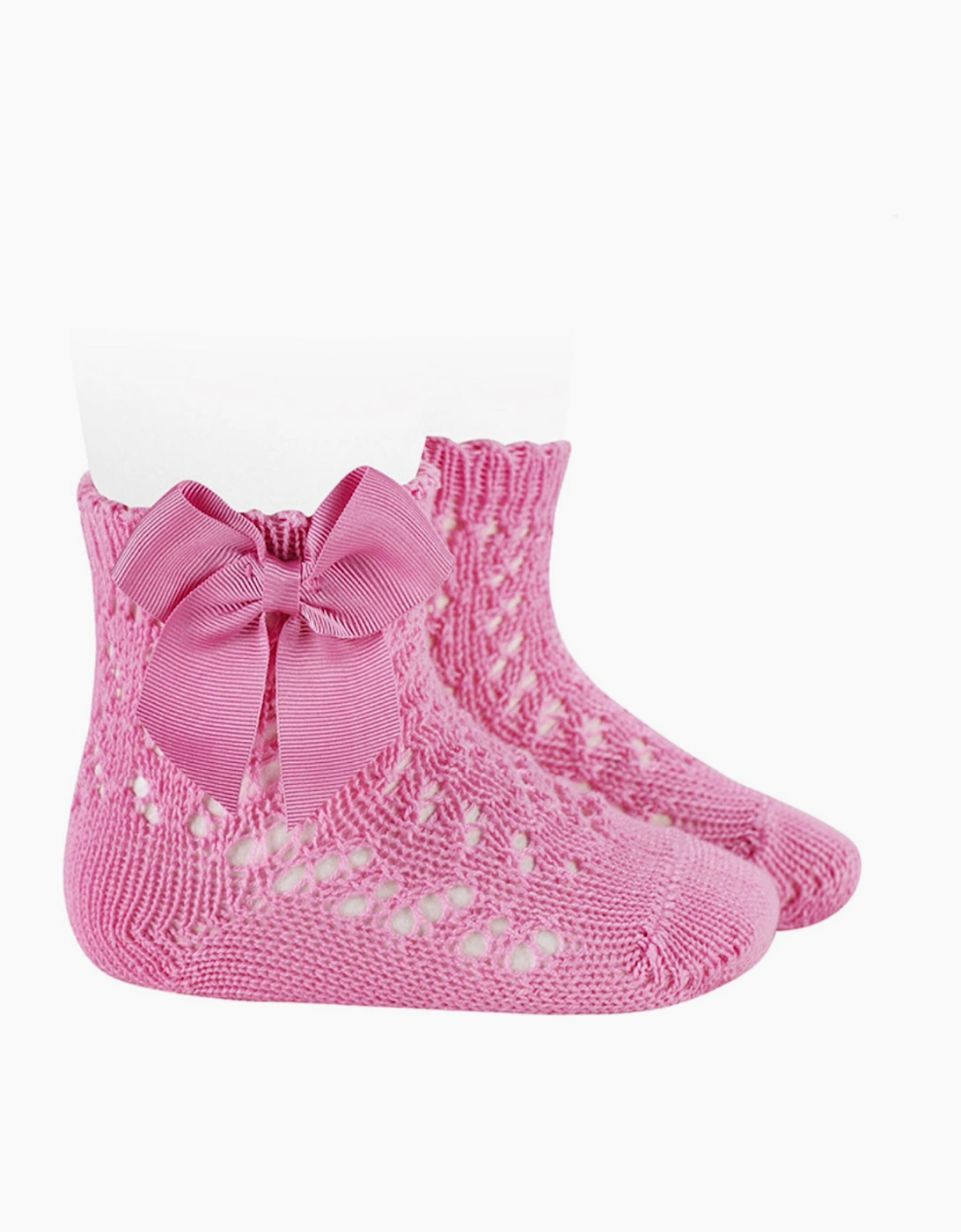 Condor Girl's Bubble Gum Pink Openwork Ankle Socks - Size: 1 / 12-18 months