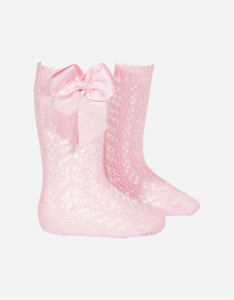 Pale Pink Openwork Knee Socks