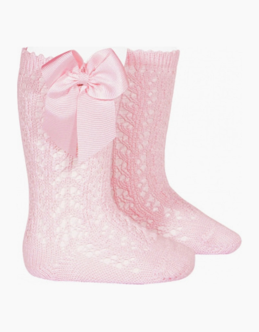Condor Girl's Pale Pink Openwork Knee Socks - Size: 3 / eur 21-23 / uk 5-6
