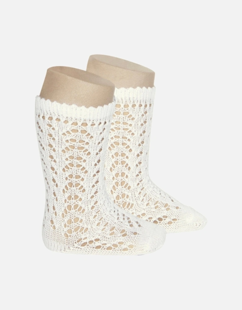 Ivory Openwork Knee Socks