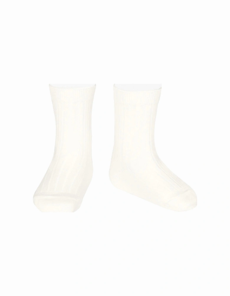 Ivory Ribbed Ankle Socks