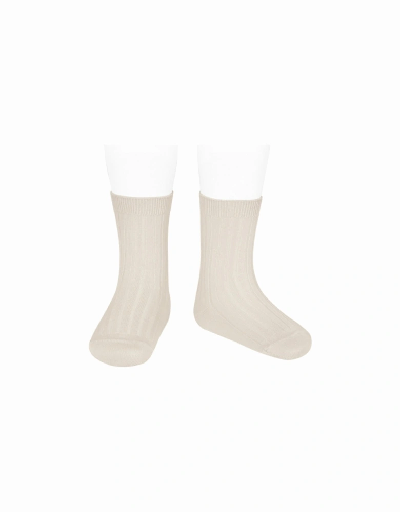 Linen Ribbed Ankle Socks