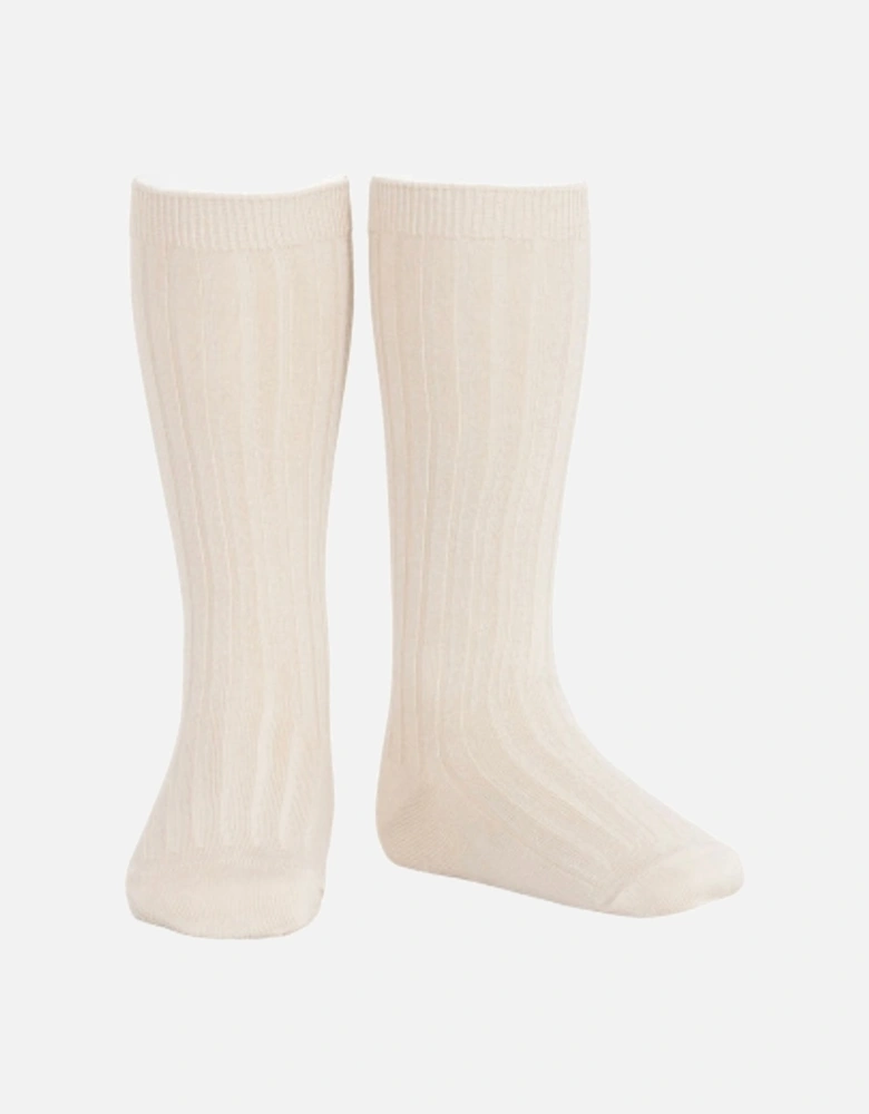 Linen Ribbed Knee Socks