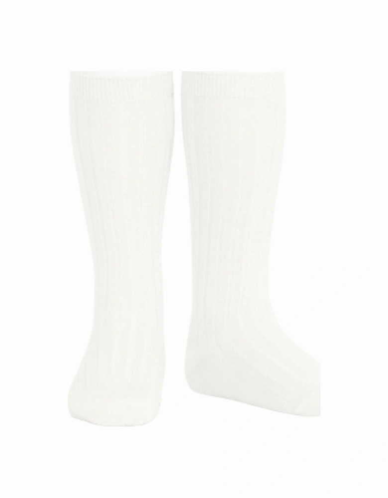 Ivory Ribbed Knee Socks