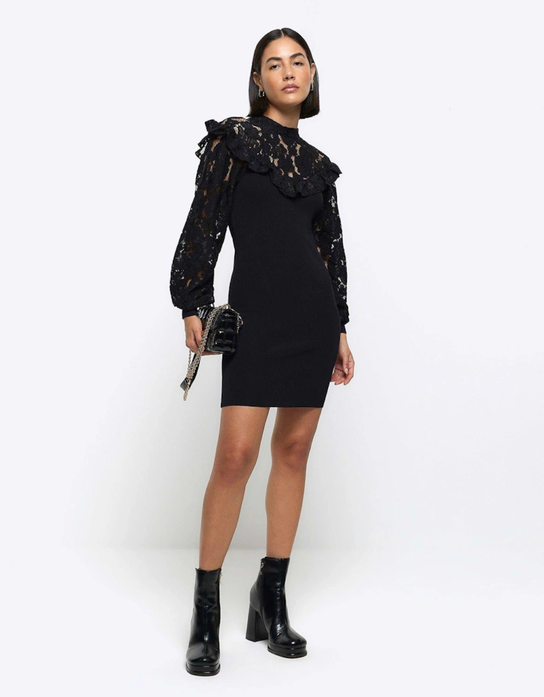 Lace Mini Dress - Black