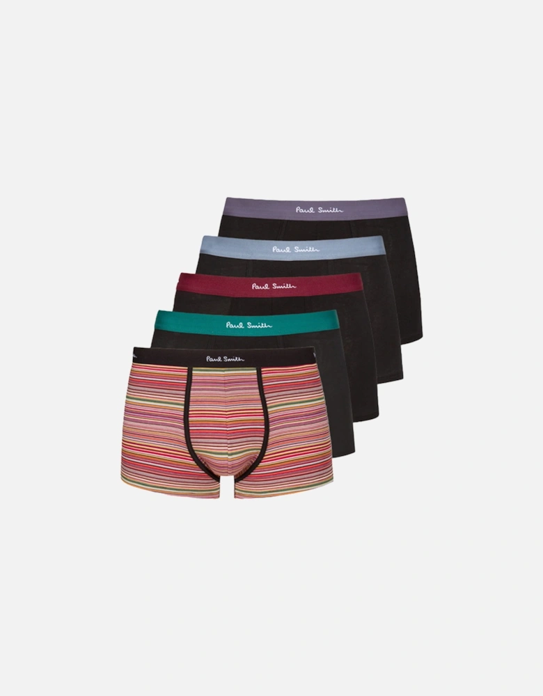 5-Pack Signature Stripe Mix Boxer Trunks, Black/Multi