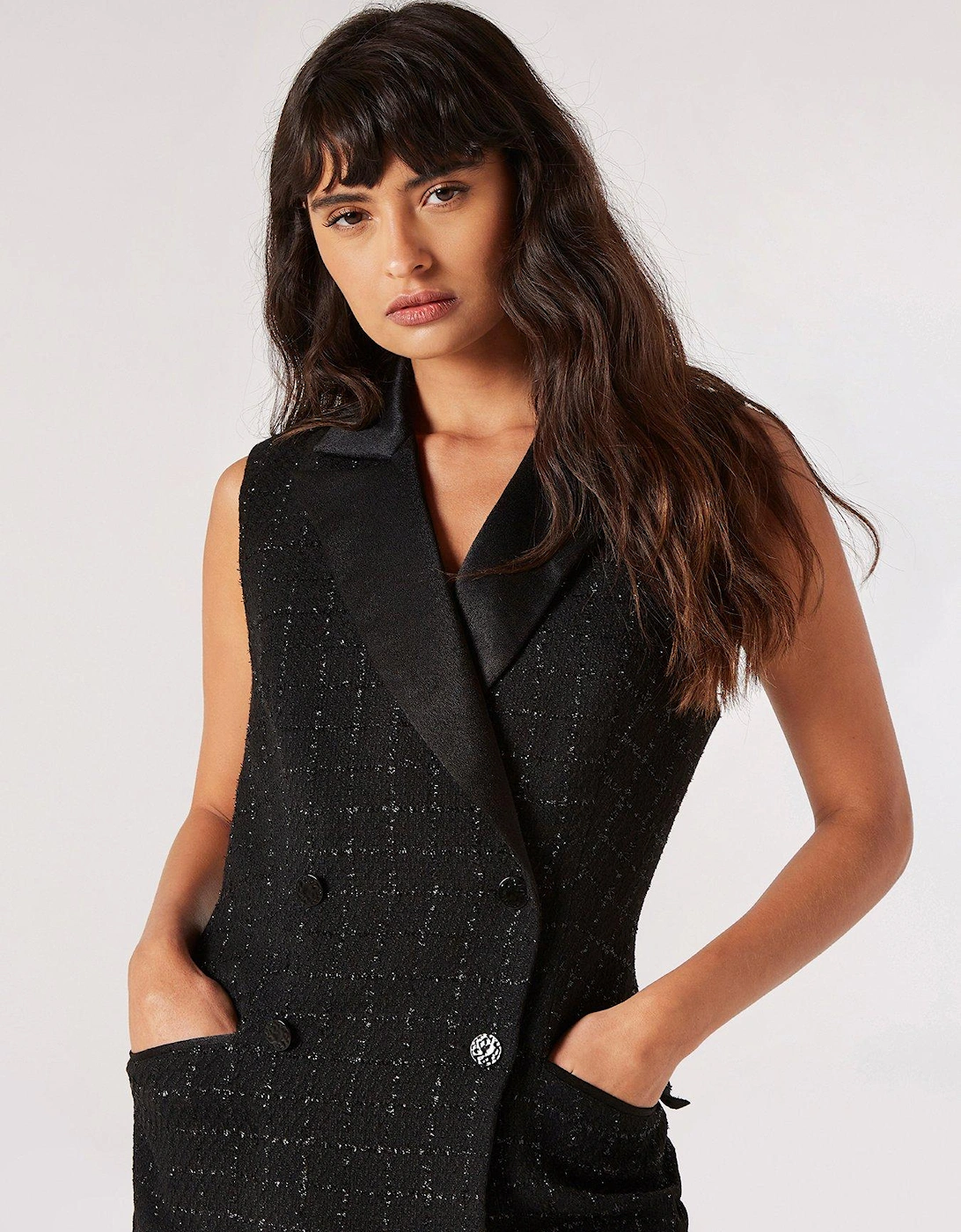 Tweed Blazer Asymmetrical Dress - Black