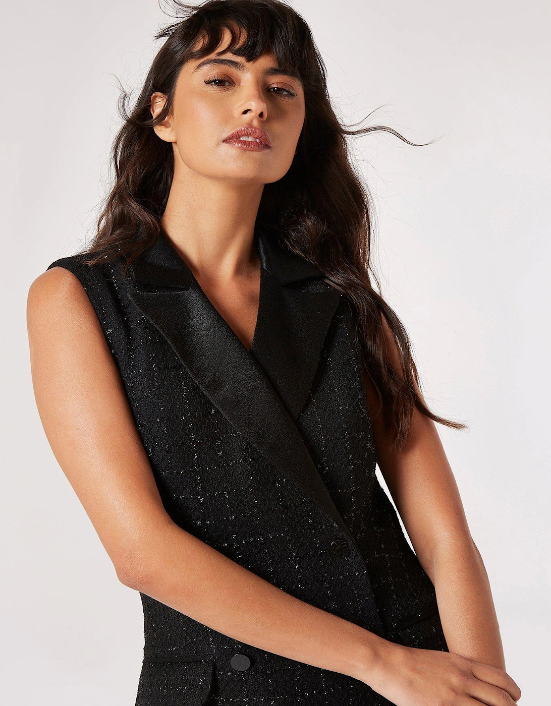 Tweed Blazer Asymmetrical Dress - Black