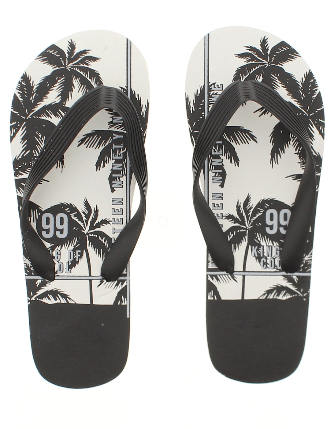 Boys Sandals Palm Print Flip Flop Slip On Sliders Pool Beach Black UK Si, 2 of 1
