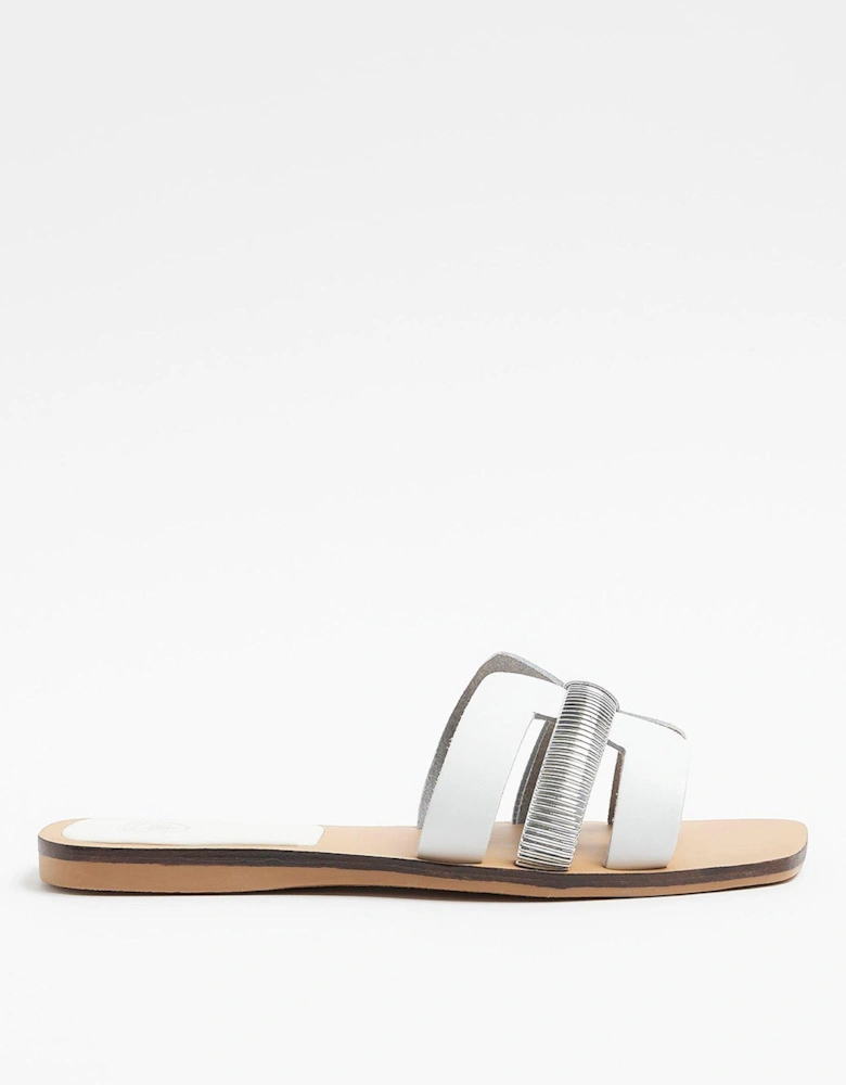 Wide Fit Cut Out Leather Sandal - White