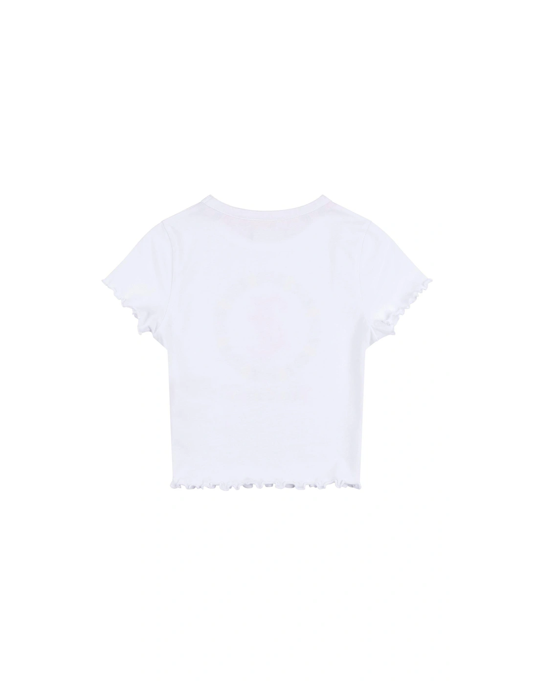 Girls Lettuce Hem Cropped Short Sleeve T-shirt - Bright White