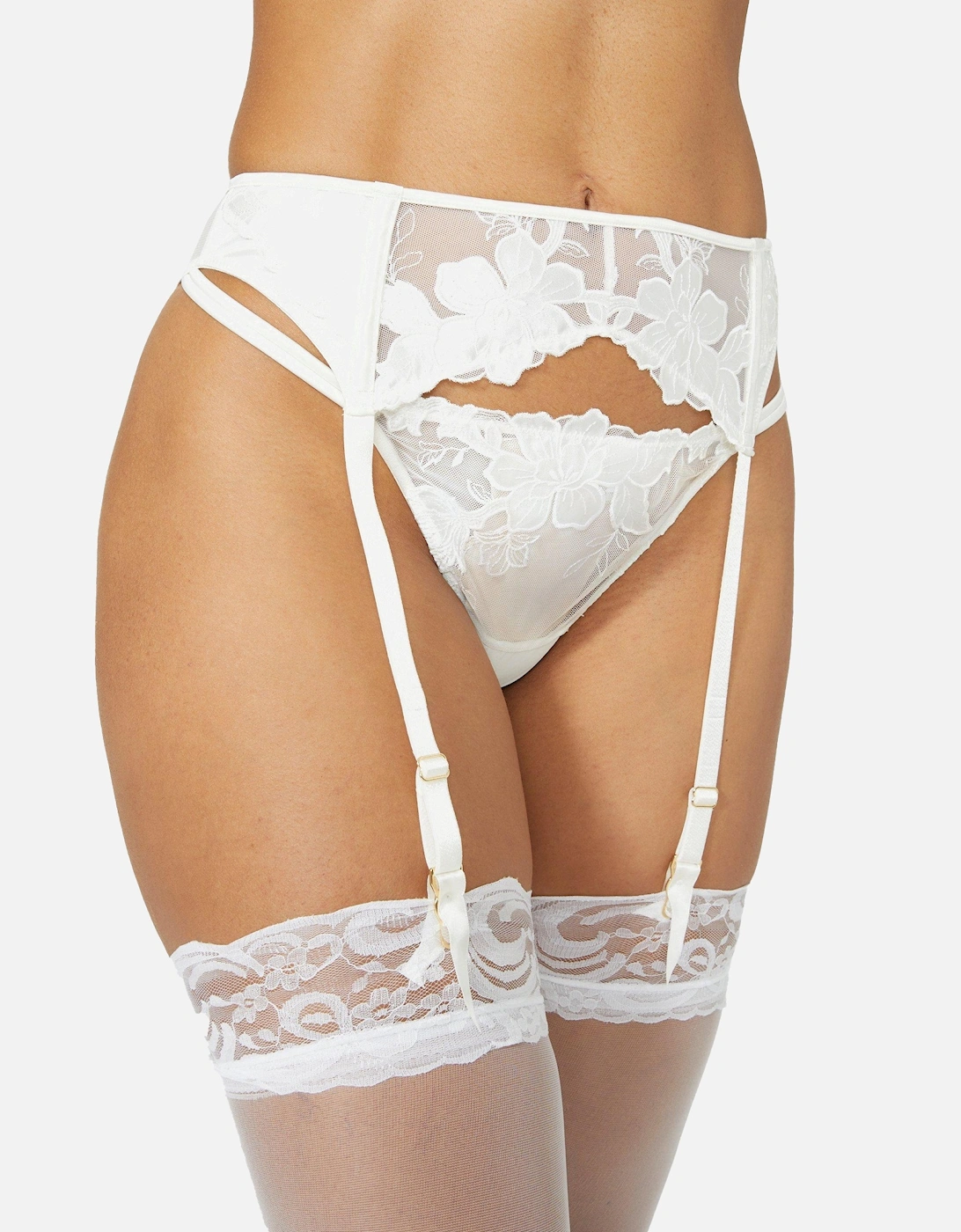 Womens/Ladies Lily Embroidered Bridal Suspender Belt, 2 of 1