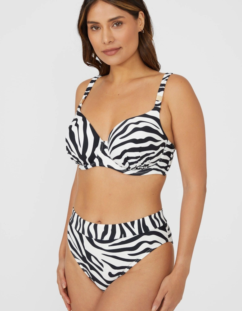 Womens/Ladies Zebra Print Padded Bikini Top