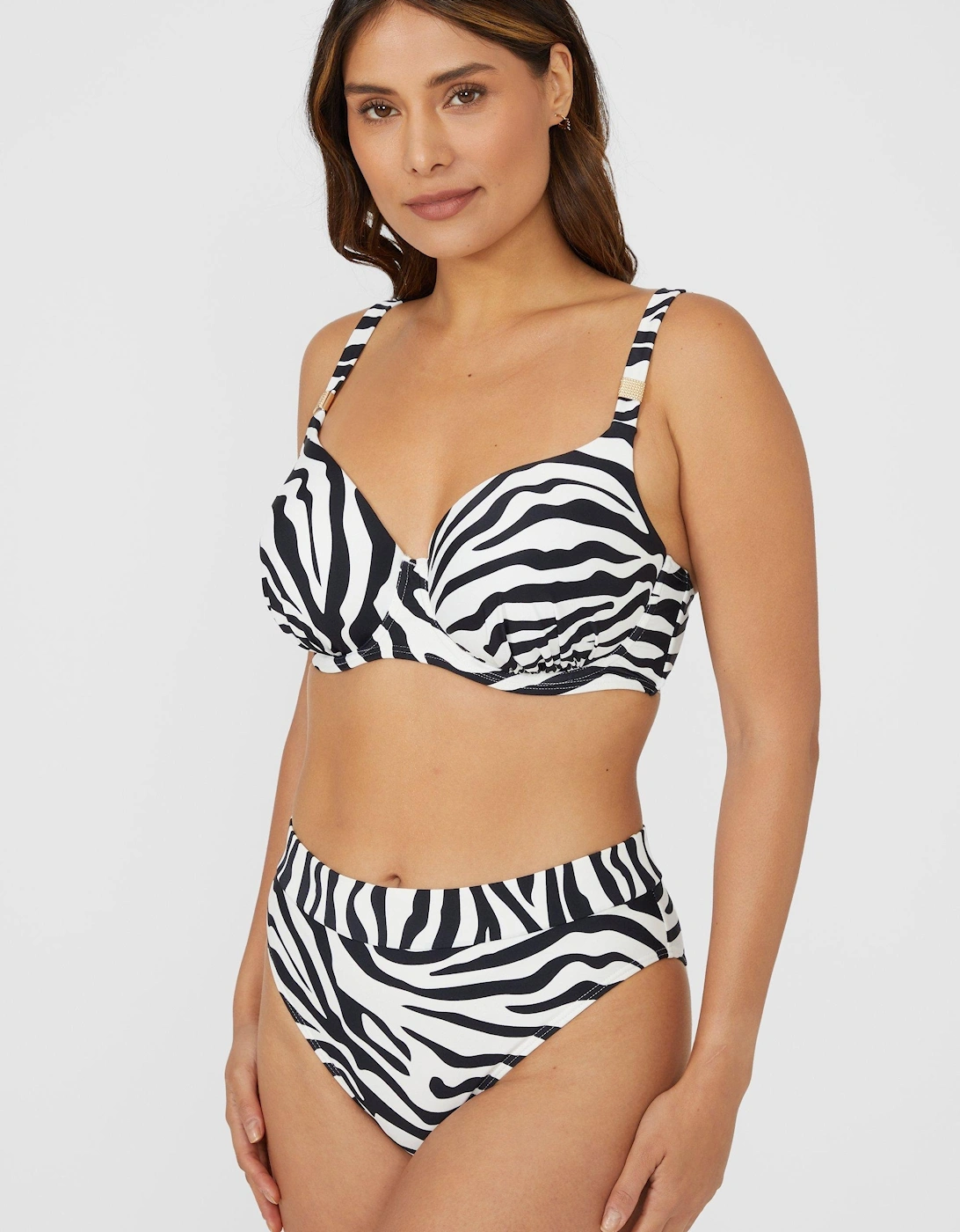 Womens/Ladies Zebra Print Padded Bikini Top, 2 of 1