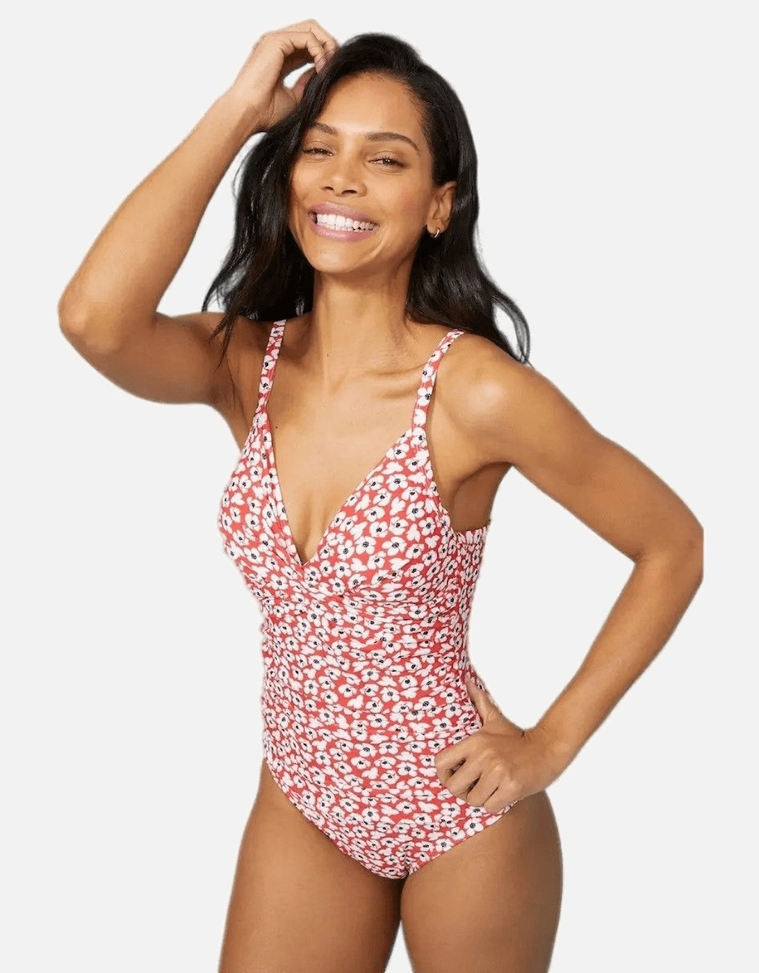 Womens/Ladies Floral Twisted Knot Front One Piece Swimsuit, 5 of 4