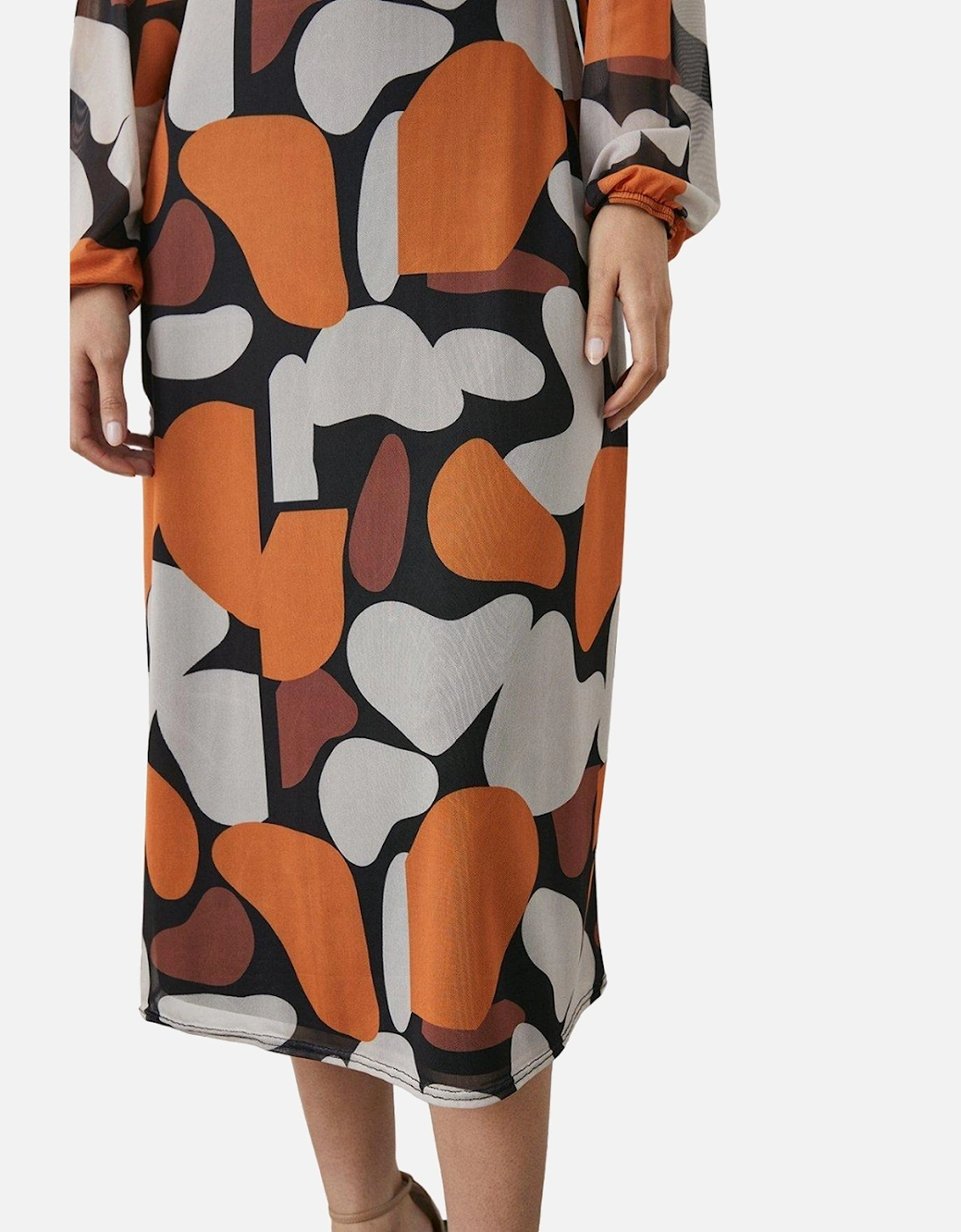 Womens/Ladies Abstract Mesh Wrap Midi Dress