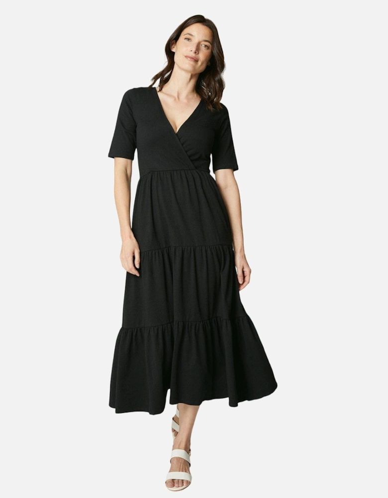 Womens/Ladies Tiered Wrap Midi Dress
