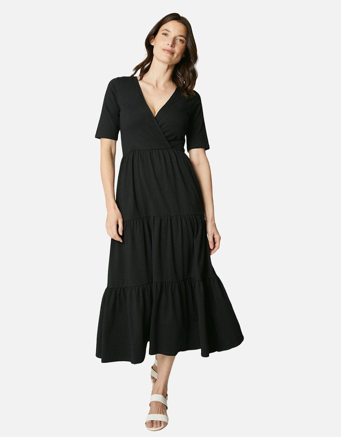 Womens/Ladies Tiered Wrap Midi Dress, 4 of 3