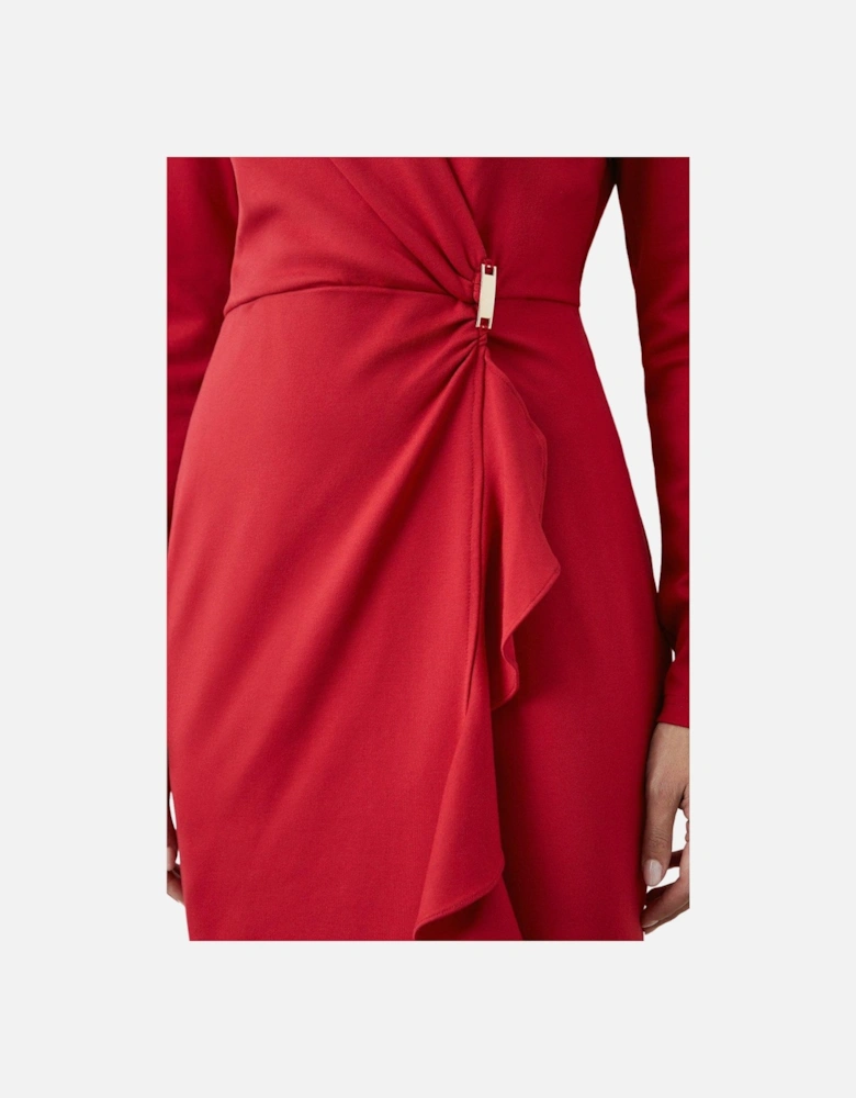 Womens/Ladies Ruffled Ponte Midi Dress