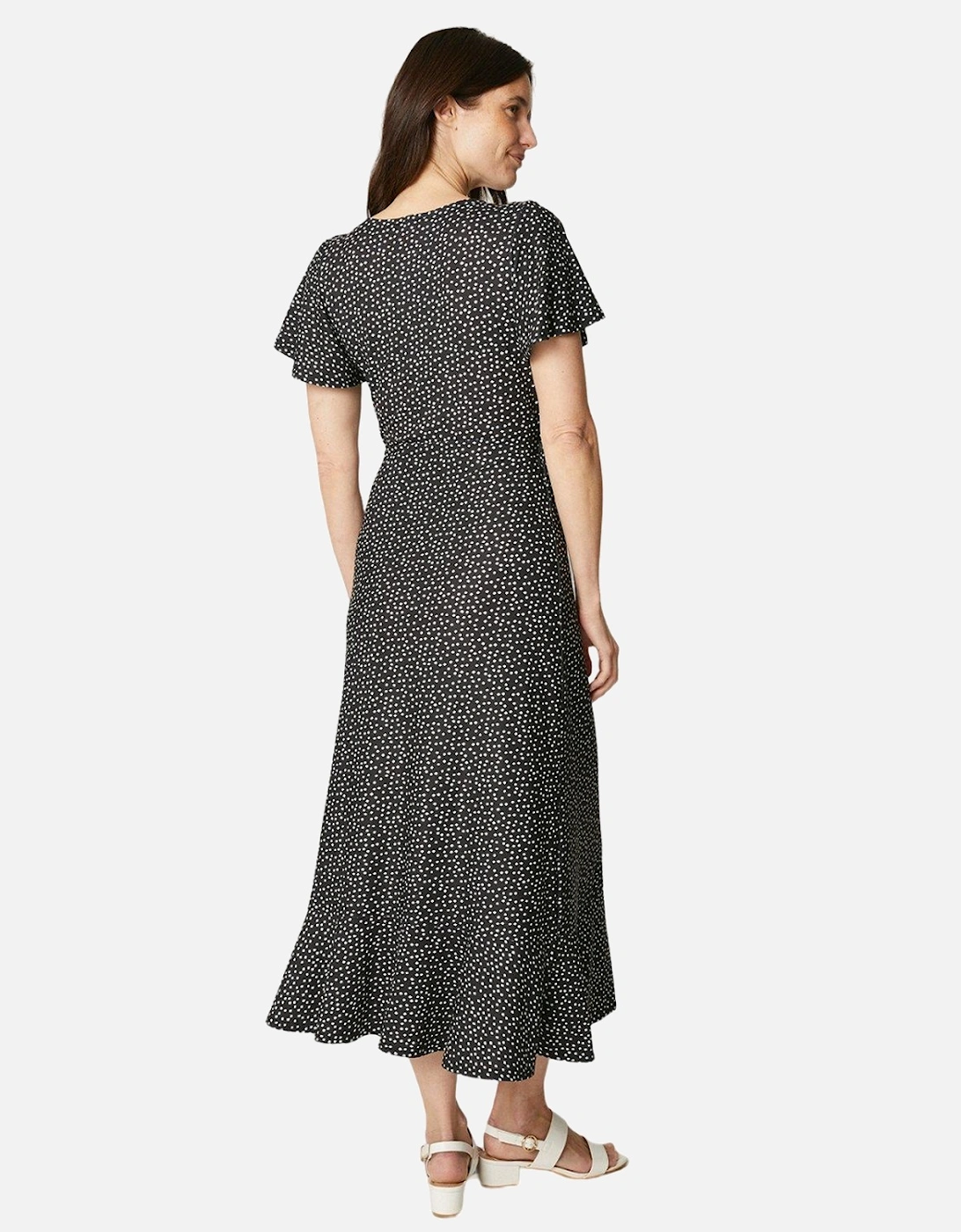 Womens/Ladies Spotted Ruffles Midi Dress