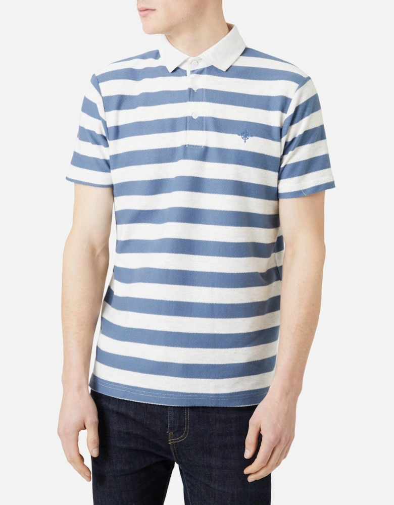 Mens Textured Stripe Short-Sleeved Rugby Top