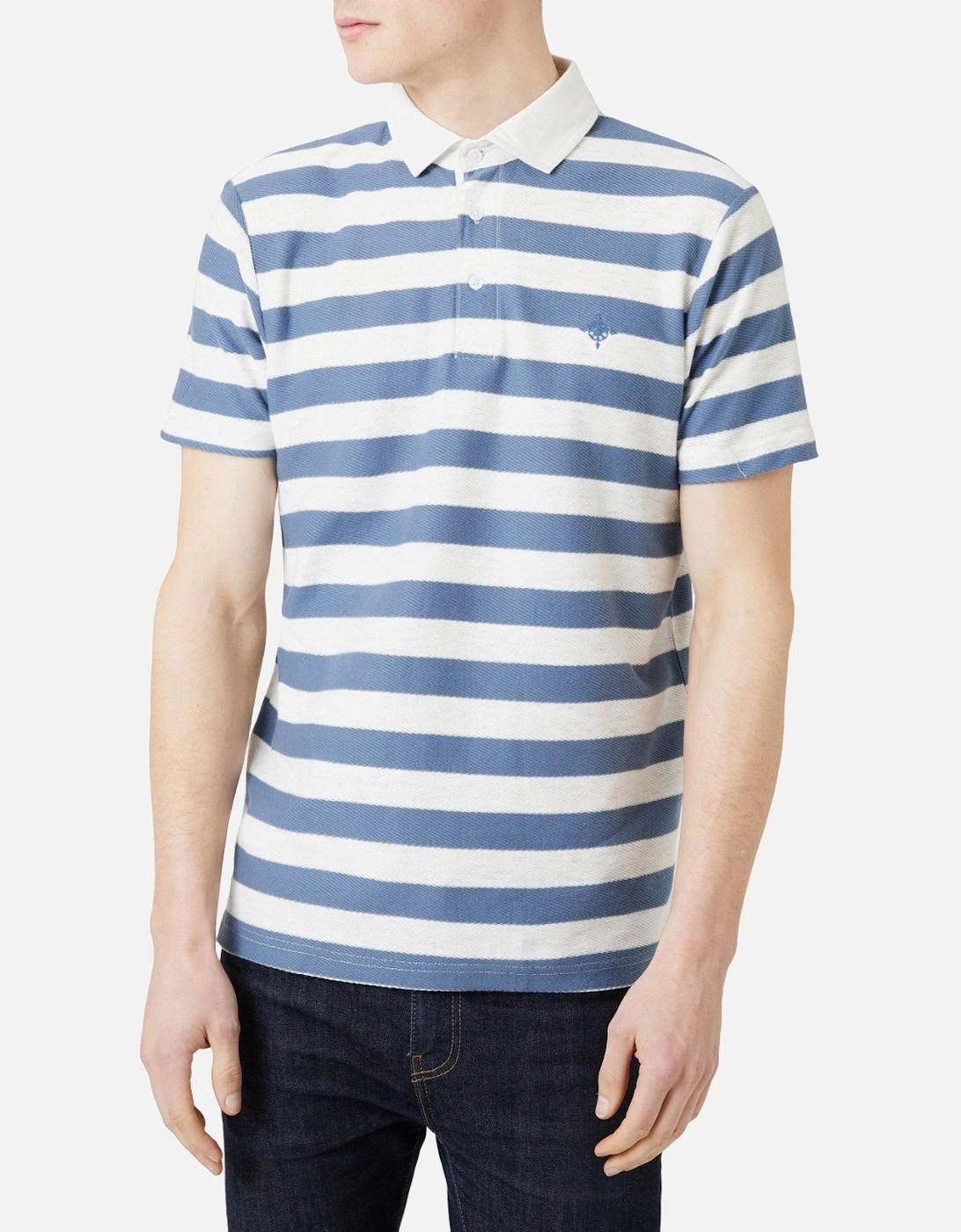 Mens Textured Stripe Short-Sleeved Rugby Top, 4 of 3