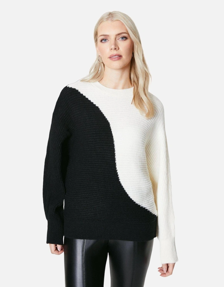Womens/Ladies Colour Block Chunky Knit Sweatshirt