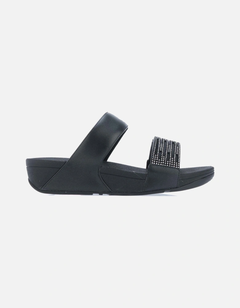 Womens Lulu Lasercrystal Leather Slide Sandals
