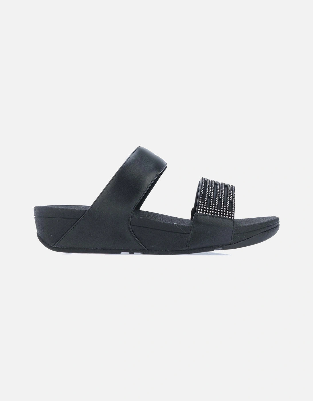 Womens Lulu Lasercrystal Leather Slide Sandals, 6 of 5