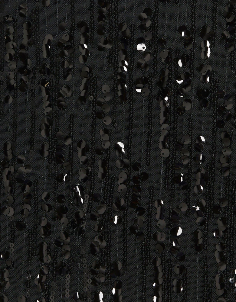 Sequin Shift Mini Dress - Black