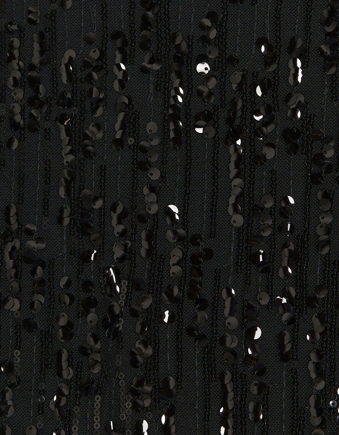 Sequin Shift Mini Dress - Black