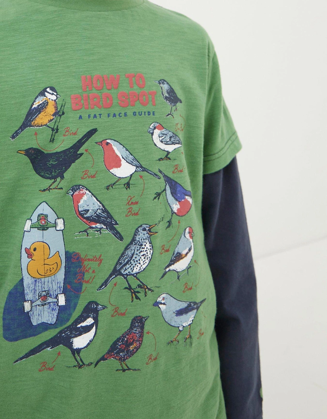 Boys Bird Spotter Long Sleeve T Shirt - Washed Green