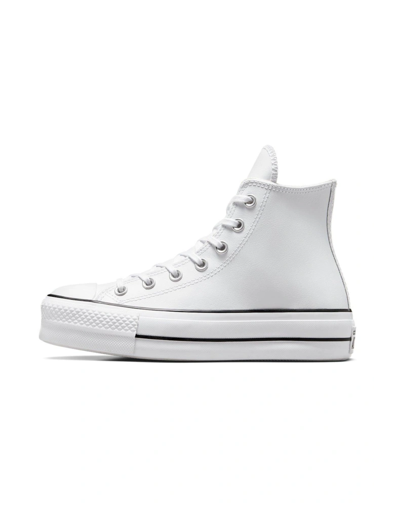 Womens Leather Lift Hi Top Trainers - White/Black
