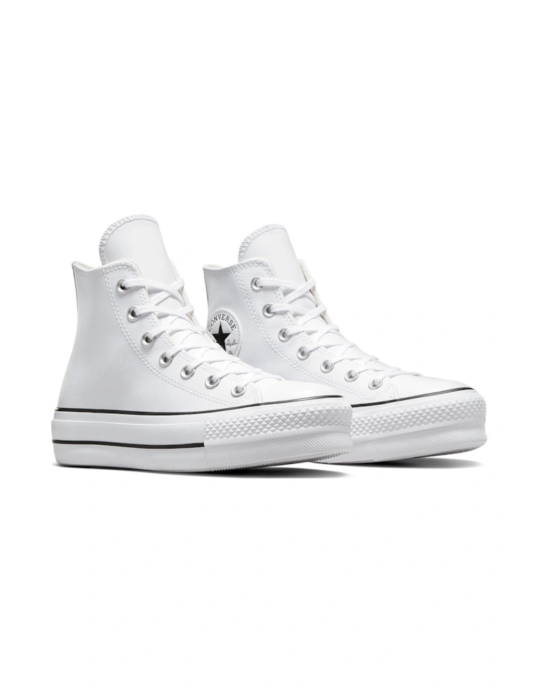 Womens Leather Lift Hi Top Trainers - White/Black