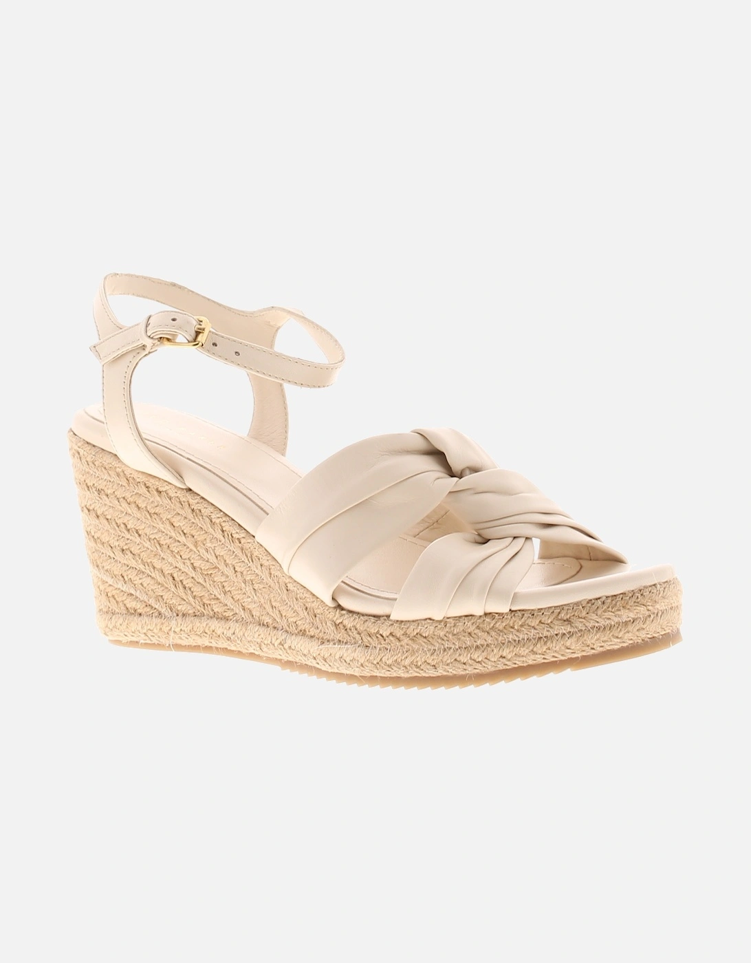 Womens Sandals Carda Espadrille Wedge Leather Beige UK Size, 6 of 5