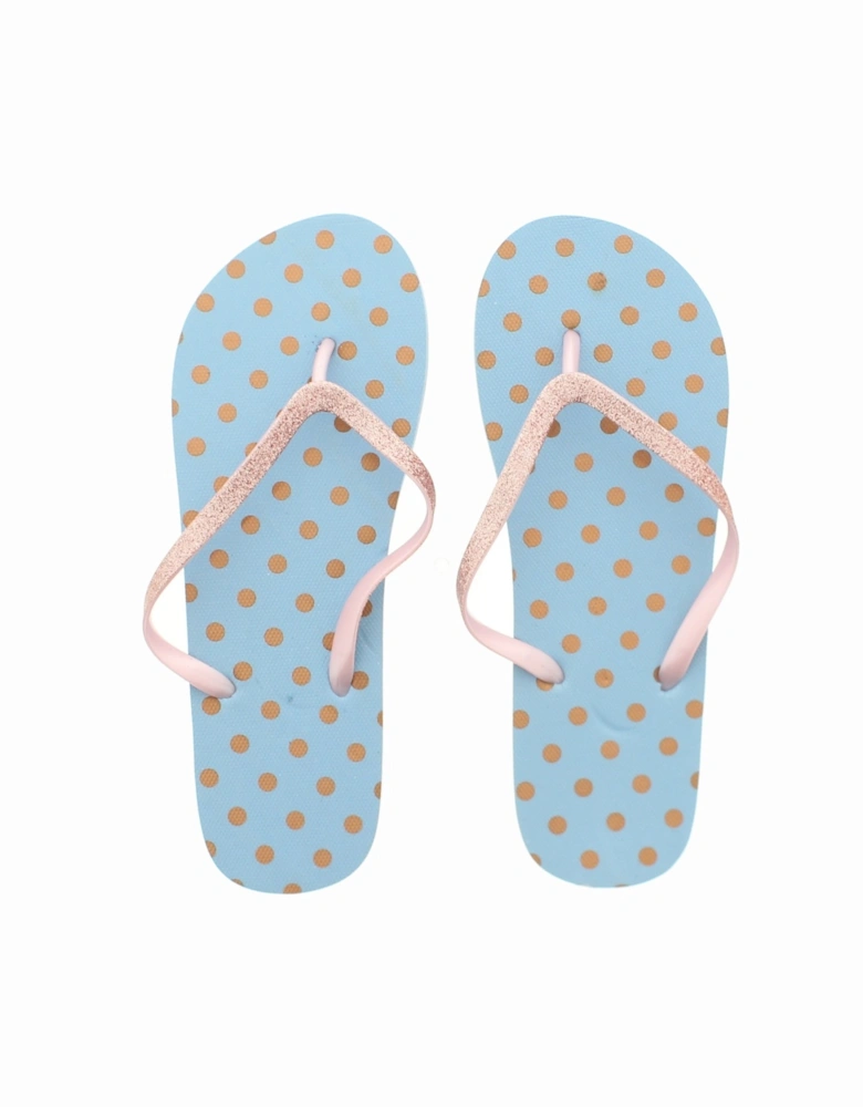 Womens Sandals Spot Gliiter Flip Fl Flip Flops Toe Thong Pool Blue UK Si