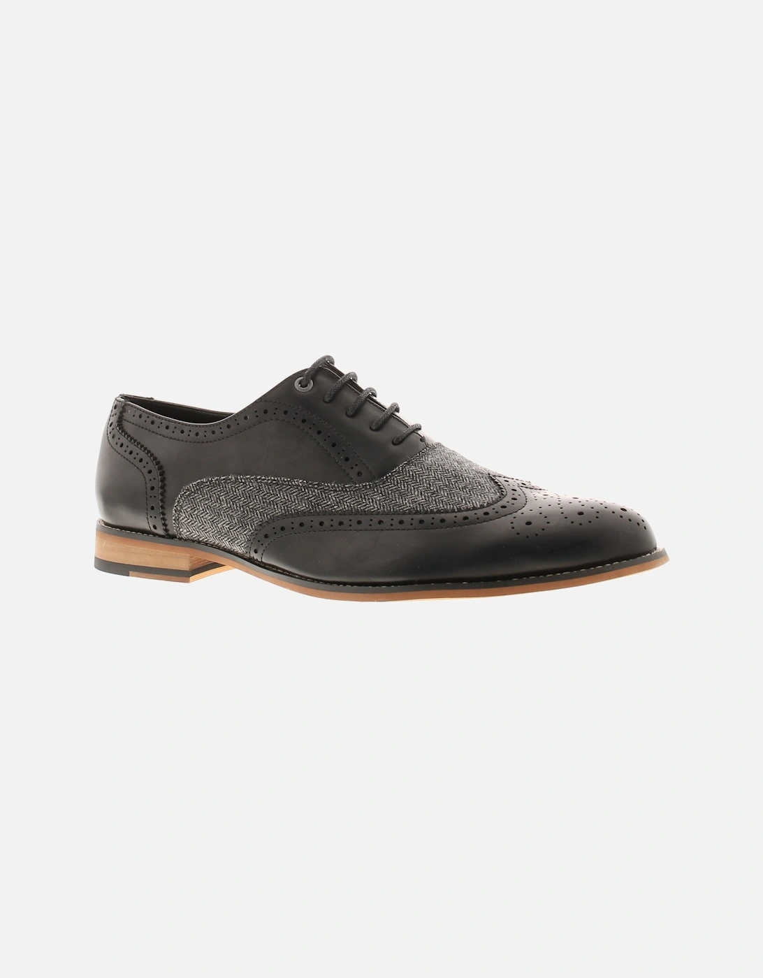 Mens Brogue Shoes Brunswick Oxford Patterned Toe Upper Black UK Size, 6 of 5