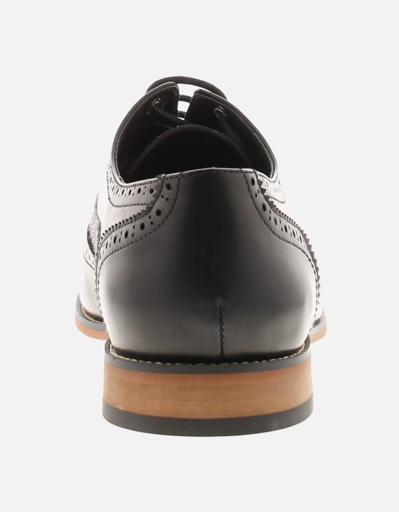 Mens Brogue Shoes Brunswick Oxford Patterned Toe Upper Black UK Size